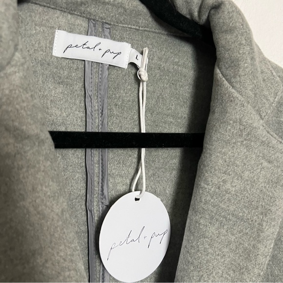 NWT Petal & Pup Long Grey Coat Lightweight Single Button Collared Coat - Picture 6 of 9